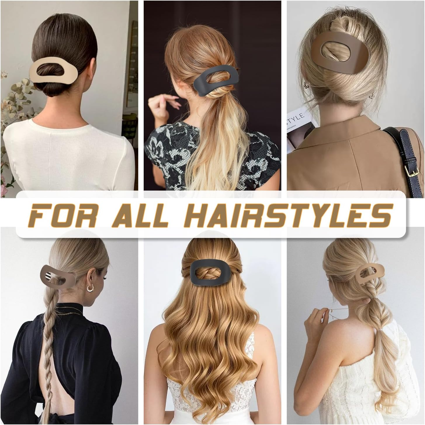 Qcdou Pack of 4 Flat Hair Clips for Women, Duckbill Hair Clip, Large Hair Clip, Strong Hold Women'S Hair Clips for Thin and Thick Hair, Curved Design for Lying and Driving