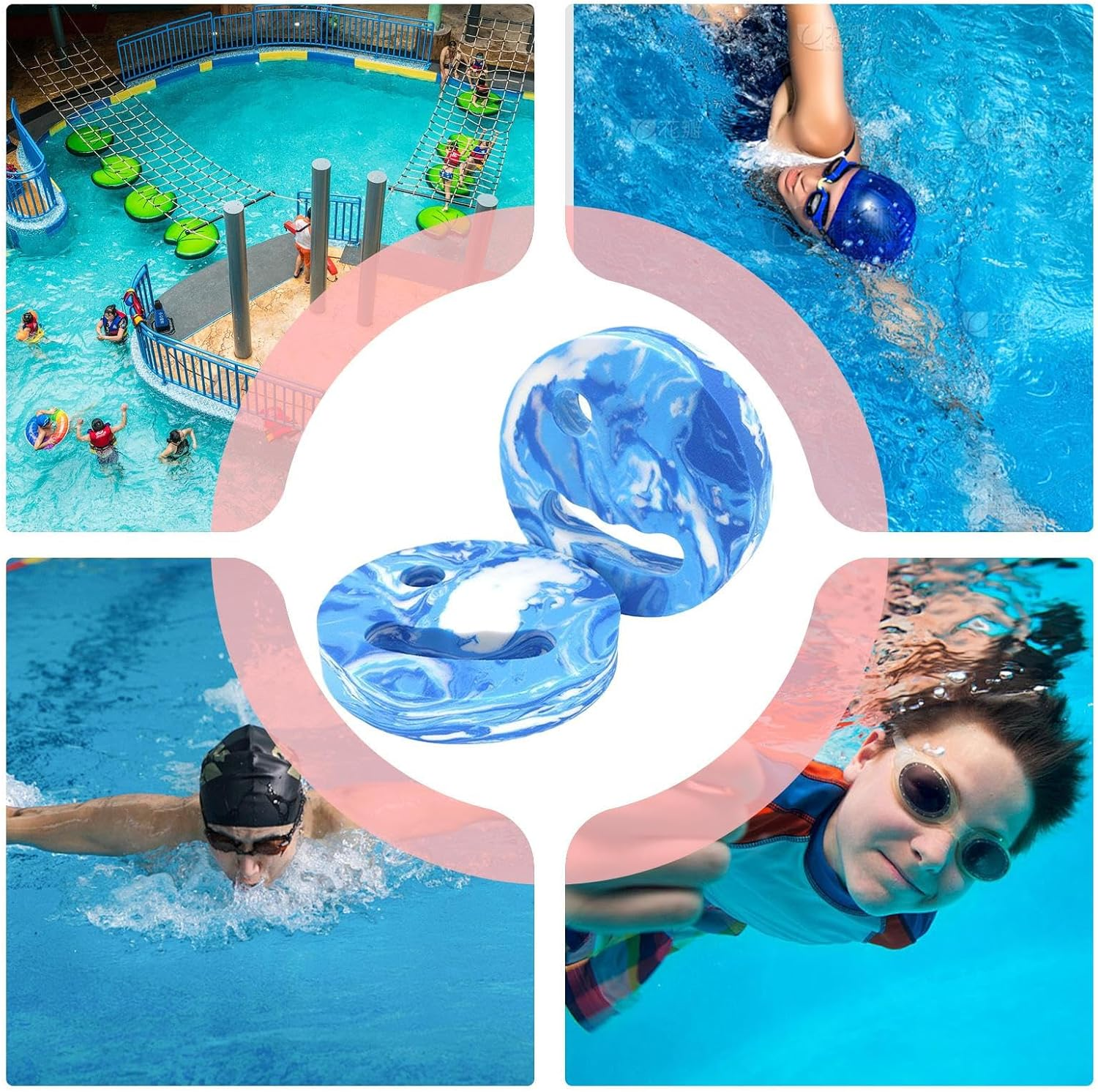 Pool Exercise Discs,Eva Foam Aerobic Workout Discs | Handheld Swimming Training Equipment for Men Women Boys Girls Teens - Blue image number 2