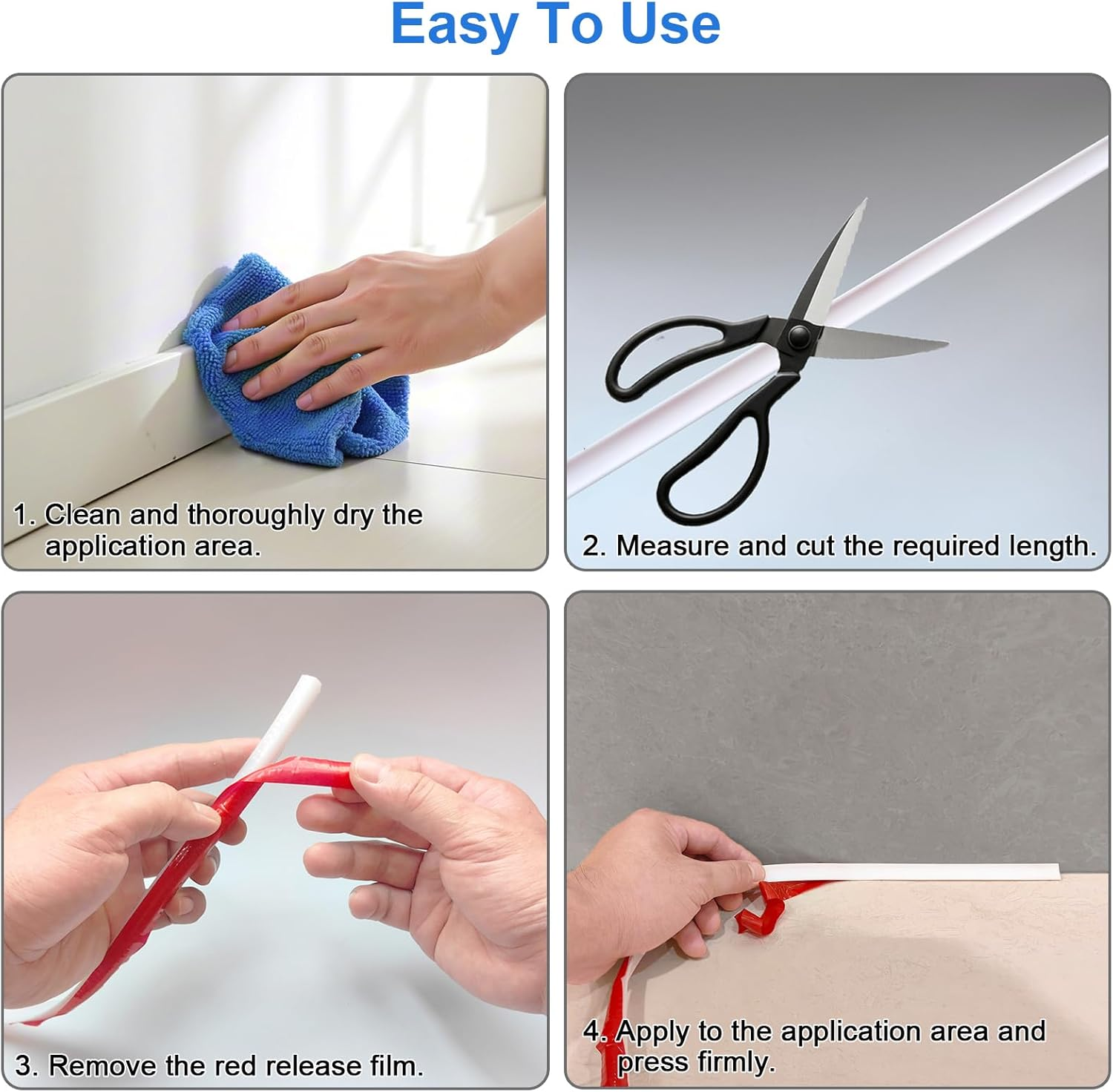 PVC Quadrant Trim, 10 FT Self Adhesive Plastic Wall Corner Edging Strip,Tpe Skirting Board Trim, Moulding Trim, Caulk Strip for Laminate Flooring, Wall, Ceiling, Cabinet (19Mm*13Mm, 3M) image number 2