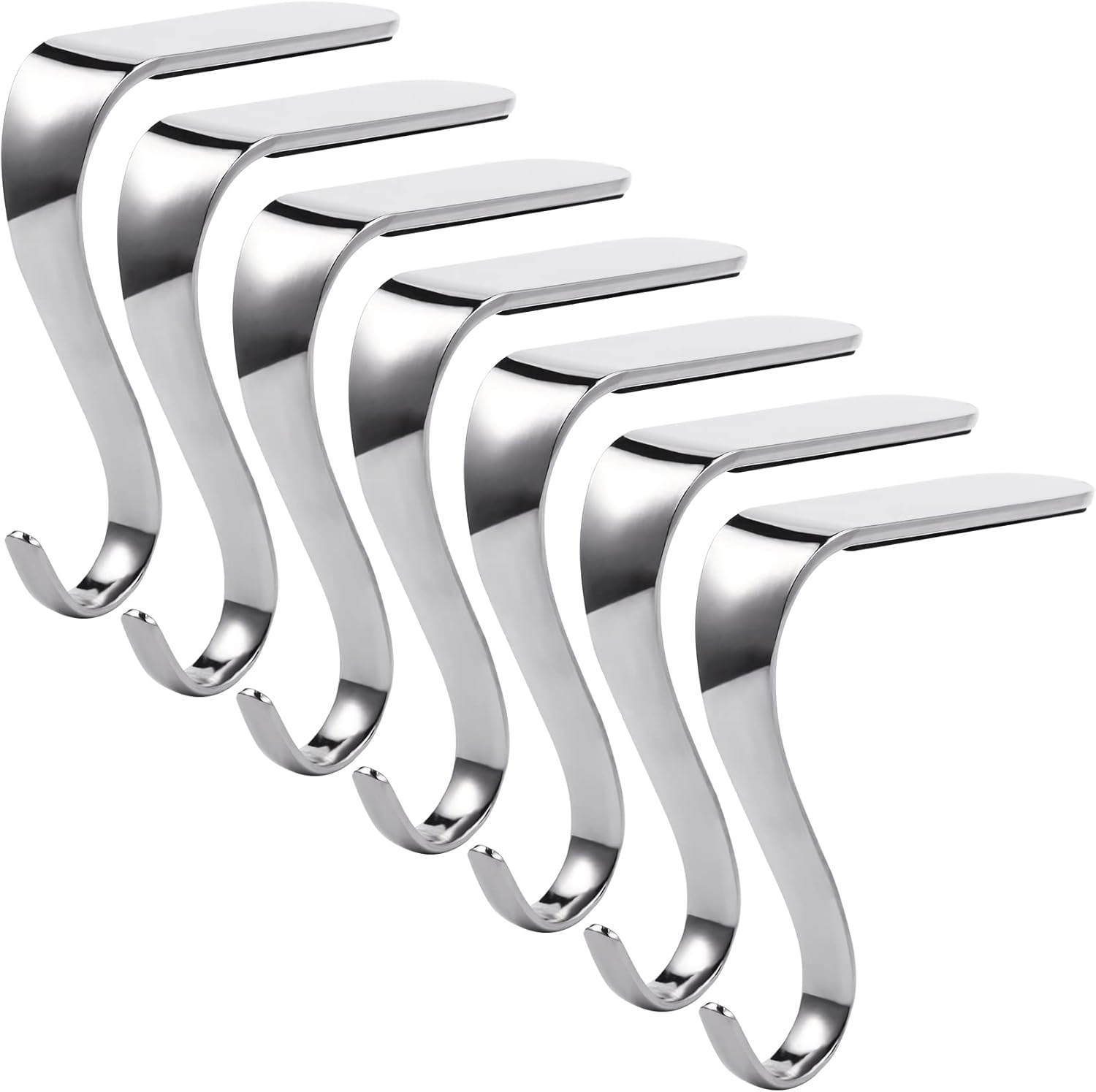 Sunshane 5 Pieces Christmas Stocking Holders Mantel Hanger Hooks Xmas Mantle Grips Set Safety Hang Stocking Clips for Christmas Party Decoration, Gold