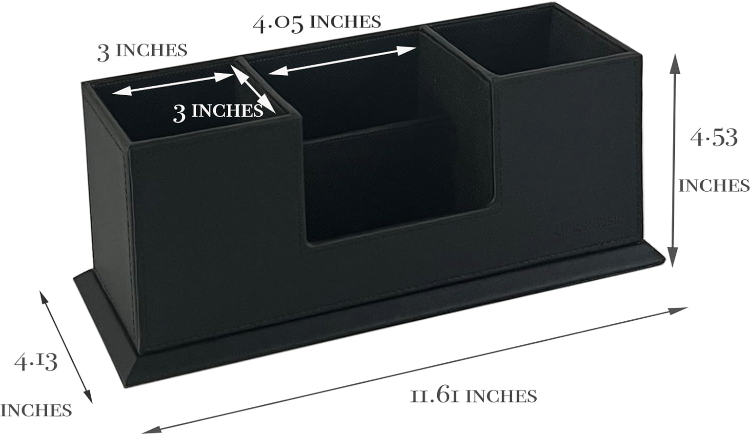 Unionbasic PU Leather 4 Compartment Desk Organizer Card/Pen/Pencil/Mobile Phone Office Supplies Holder Collection Desktop Organizer (Black) - Blue,White image number 5