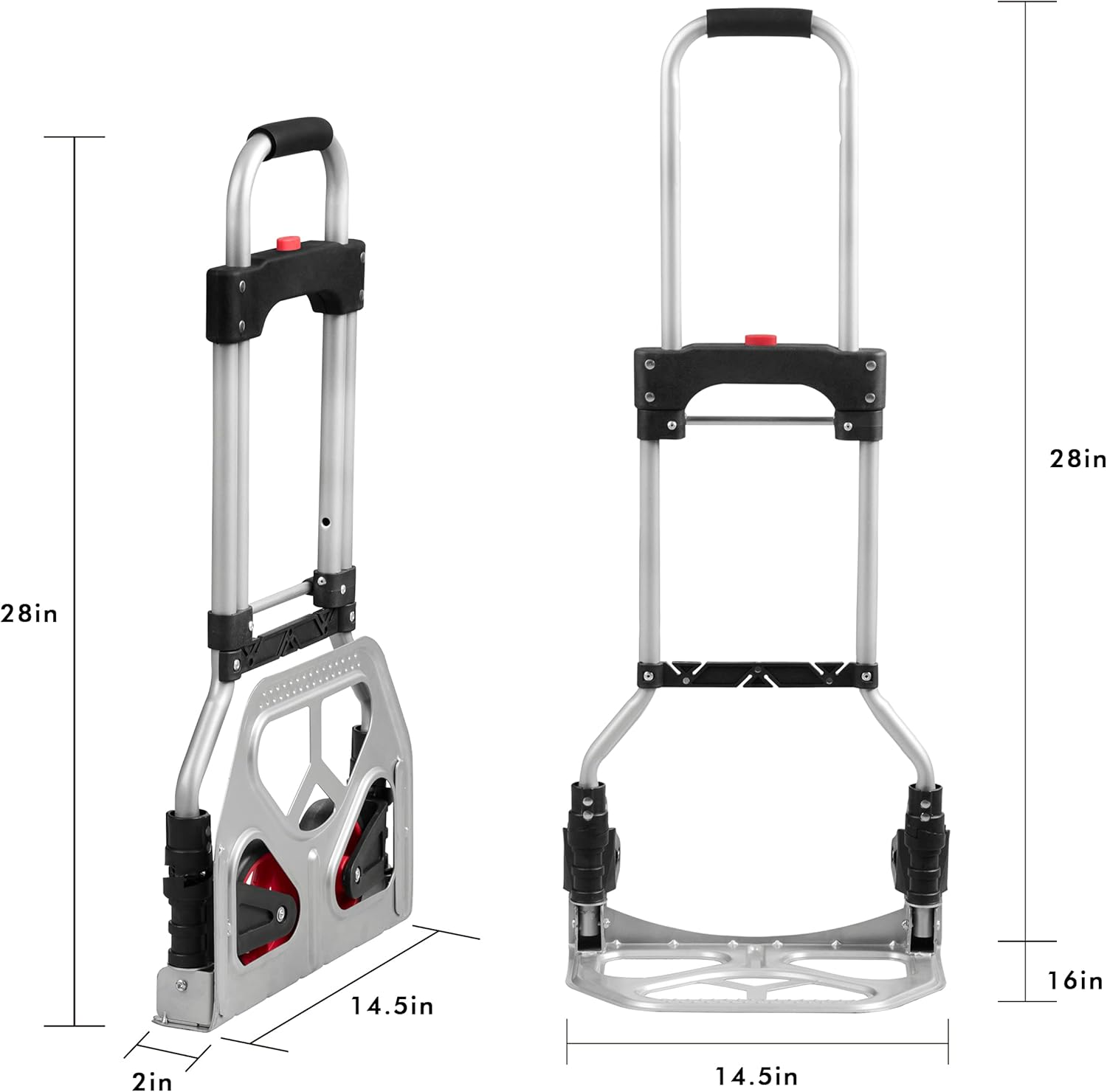 Dolly Cart with Ropes,Steel Folding Hand Truck 180Lb Capacity with Telescoping Handle and 2 Rubber Wheels image number 5