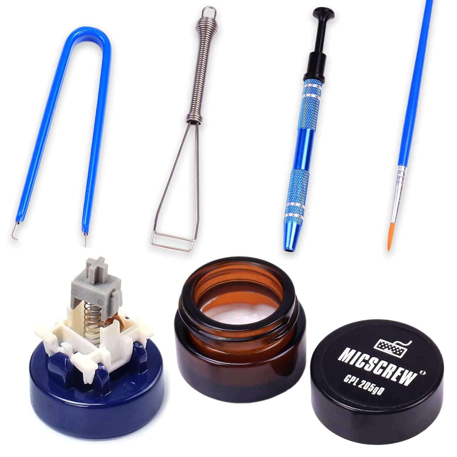 6 PCS Keyboard Lube Kit Includes 0.17 OZ GPL 205G0 Grease，Switch Opener for MX Mechanical Keyboard, Keycap Puller， Switch Puller，Stem Holer，Lube Brush，Ideal for Mechanical Keyboard Krytox 205G0