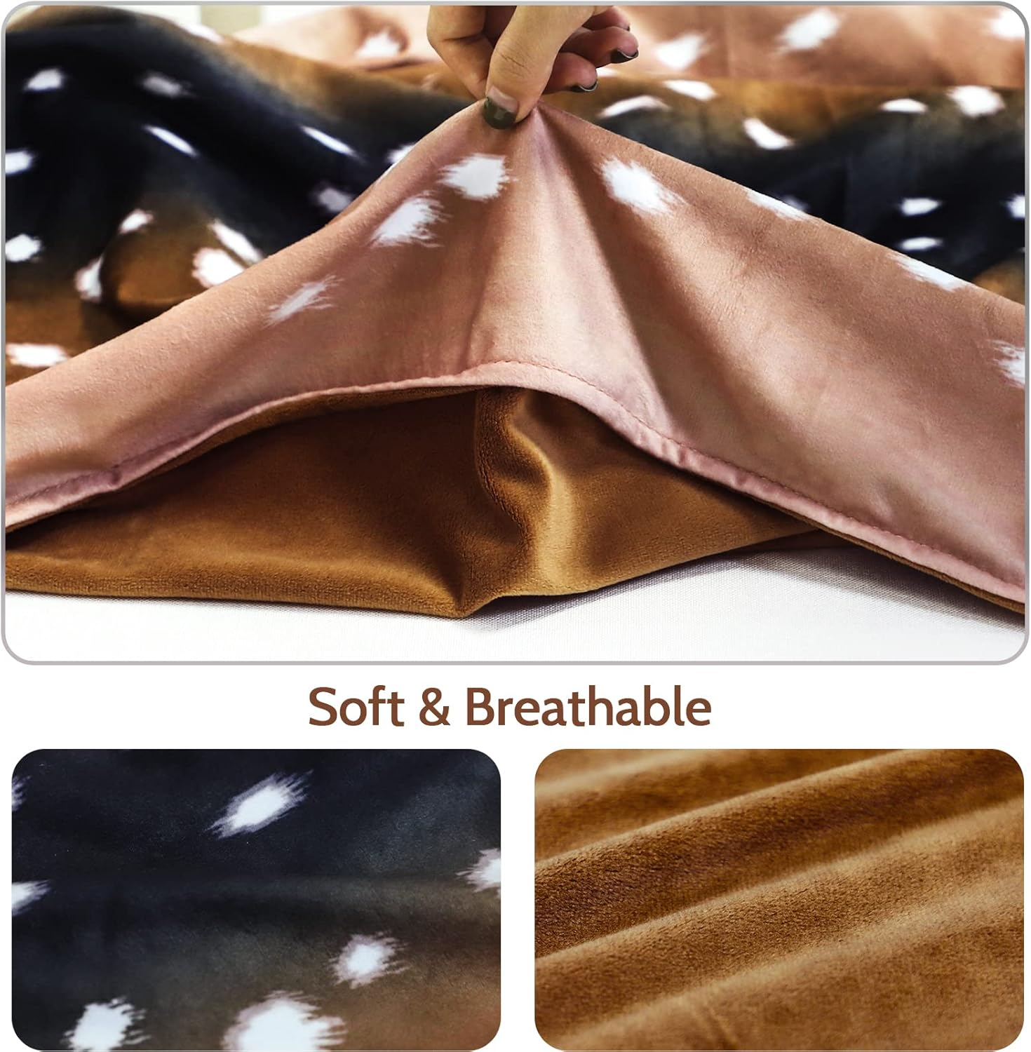 GFU Baby Balnket for Boys and Girls, Swaddle Receiving Plush Blanket, Soft Western Newborn Unisex Sleep Blanket for Infant Toddler and Kids for Crib and Stroller, Deer Skin Print, Hunting Theme