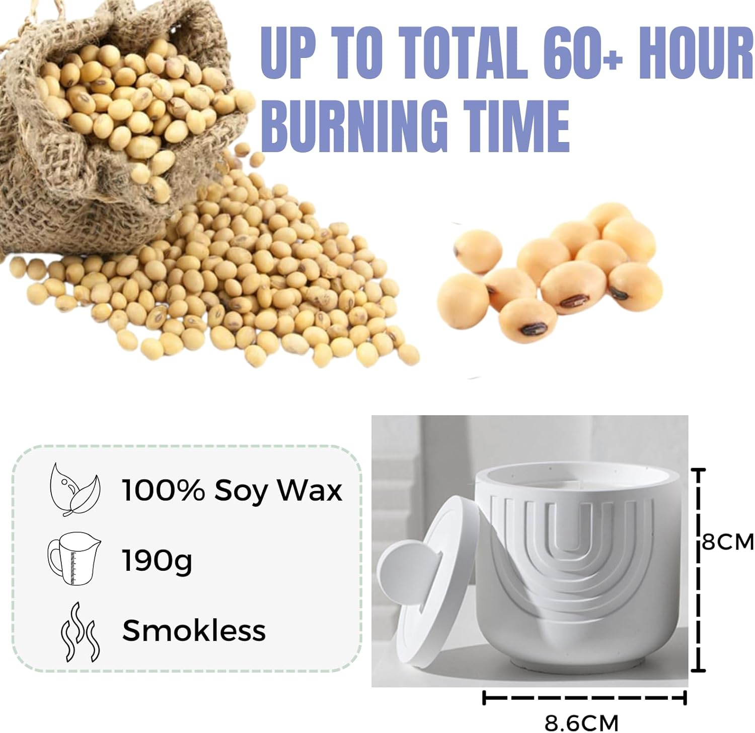 Scented Candle Gift Set, Soy Wax Aromatherapy Candle 70 Hours Burning for Stress Relief | Meditation | Yoga | Relax, JOMWEN Jar Candles for Birthday, Valentine, Anniversary Women & Mom (Lavender) image number 4