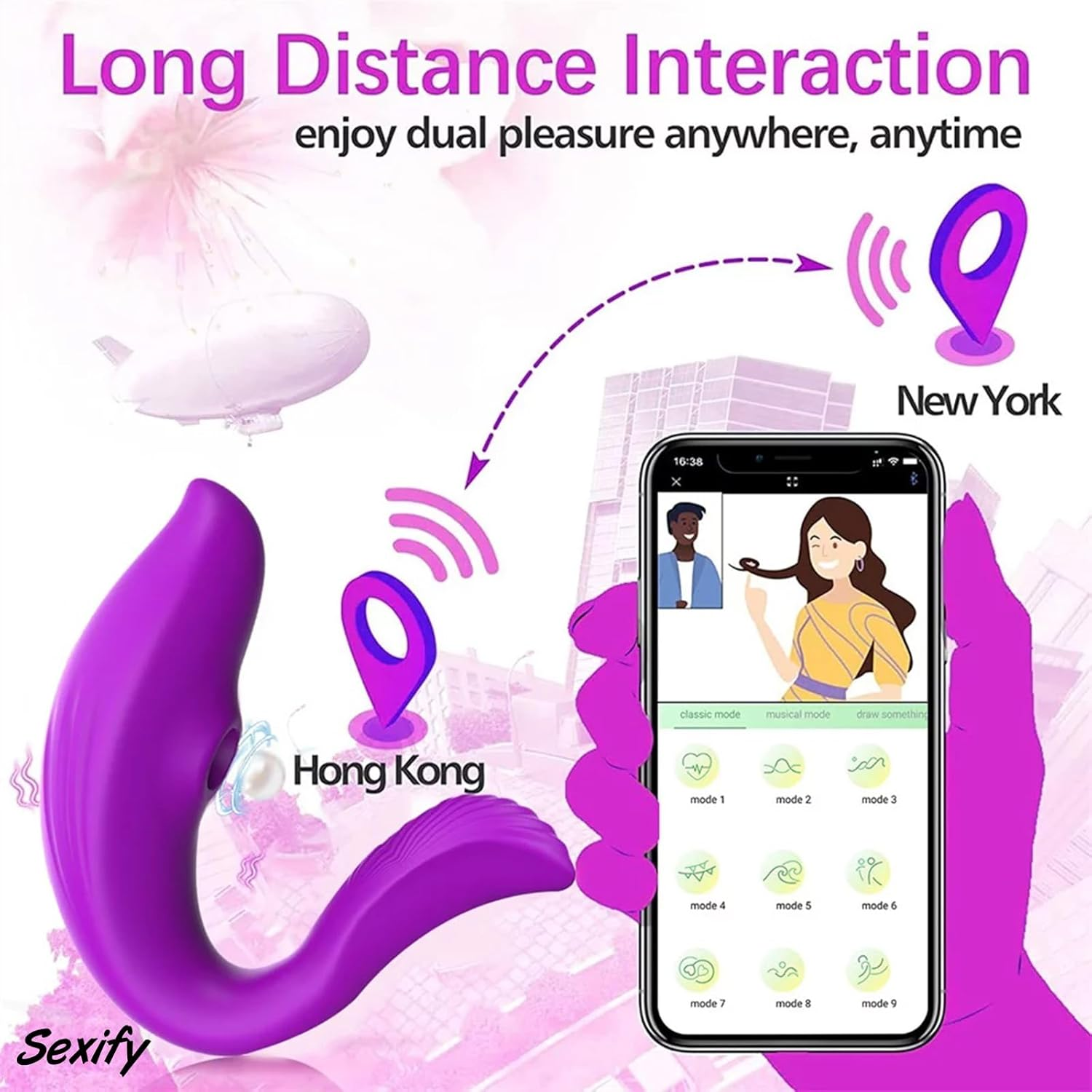 Clitoral Sucking Dildo Stimulator Sucking Vibrator with App Control, Clitoral G Spot Dildo Vibrator, 9 Modes Vibrating Clitoral Stimulator Massager Adult Sex Toy for Women Female Couple Sex Toy (Purple) image number 1