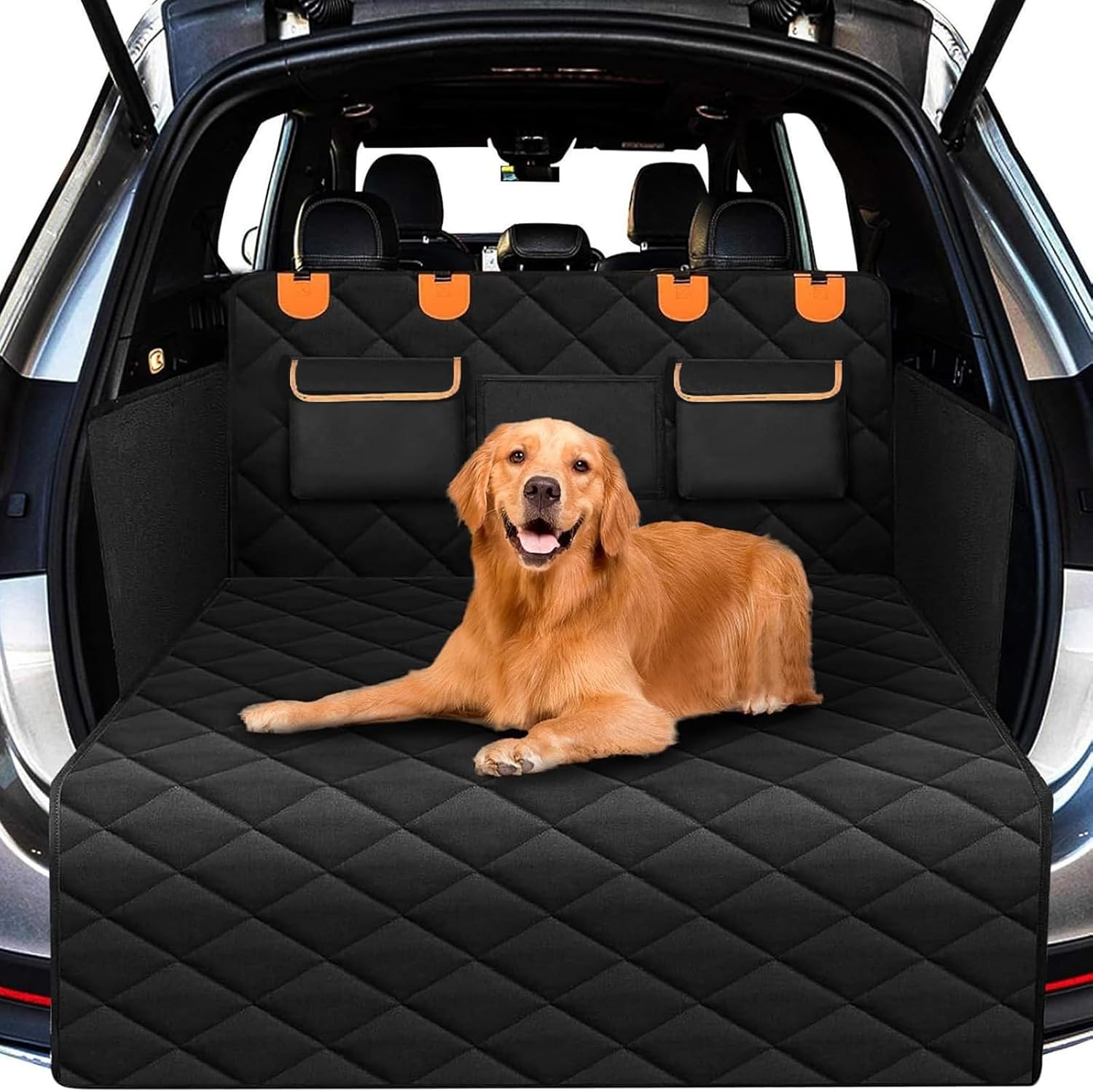 Waterproof Non-Slip SUV Cargo Liner for Dogs,Universal Pet Boot Protector Mat with Side Flaps & Storage Bag,Durable Dog Car Cover for Sedan, Vans, Truck Travel Camping image number 5
