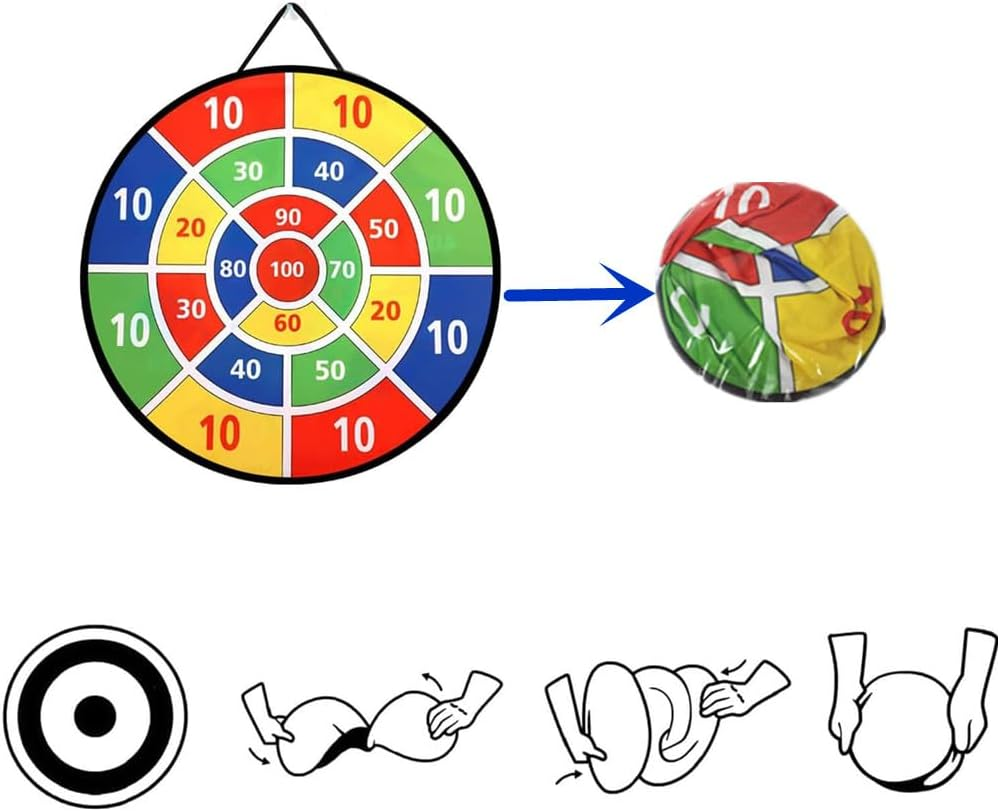 Large Dart Board Set,Dart Board for Kids with 12 Sticky Ball 6 Sticky Dart, Foldable Indoor Outdoor Party Safe Dart Game Toy Sports Gifts image number 1