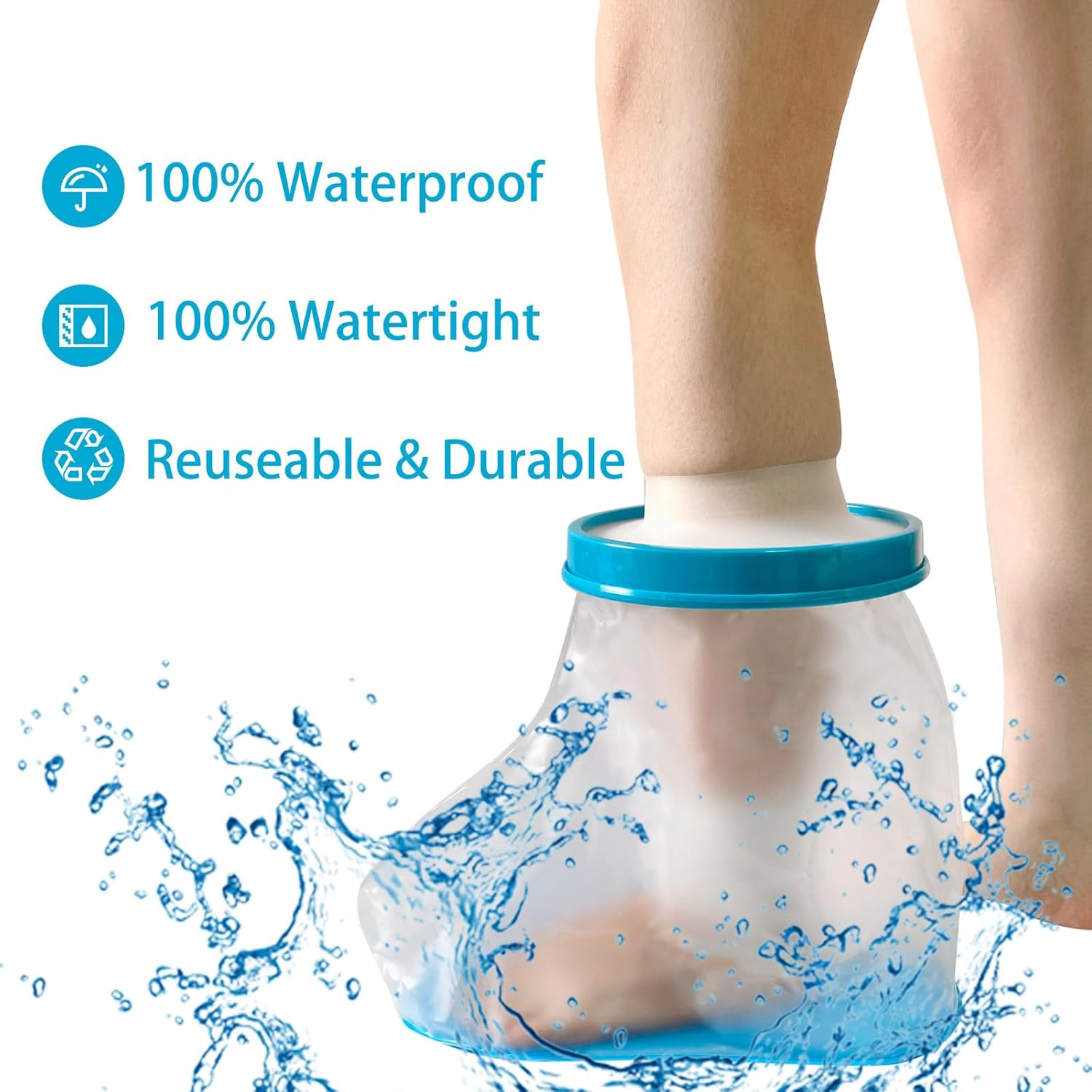 Tideshake - Non-Slip Waterproof Foot Cast Cover for Showering, Reusable Adult Foot Cast Protector, Cast Covers for Shower, Watertight Cast Bag for Surgery Foot, Ankle, Burns image number 5