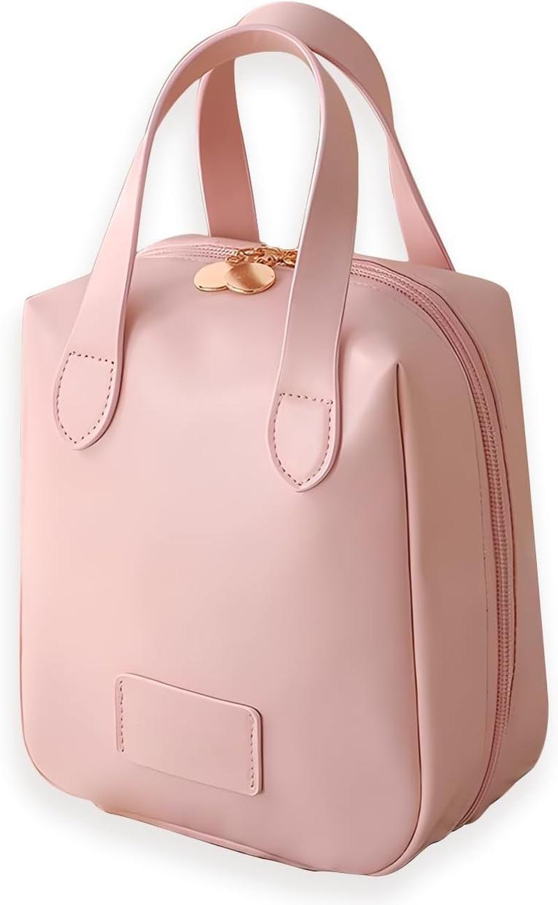 Travel Makeup Bag,Large Capacity Cosmetic Bags for Women,Waterproof Portable Pouch Open Flat Toiletry Bag Make up Organizer with Divider and Handle for Women and Girls Gifts (White)