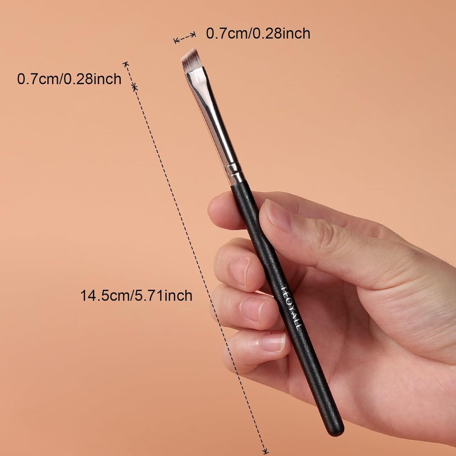 TEOYALL Flat Angled Eyeliner Brush, Soft Thin Slanted Synthetic Bristles Precision Eyebrow Brush for Brow Powder Gel Eye Liner image number 3