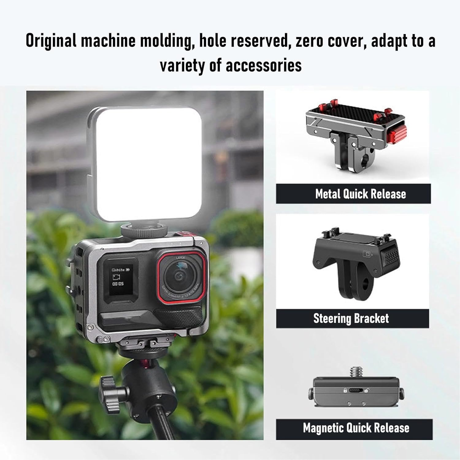 Plyisty Insta 360 Ace Pro 2 Aluminium Frame Cage Quick Release Frame Cage Protective Housing with Cold Shoe Mount, #611, Briefcase image number 5