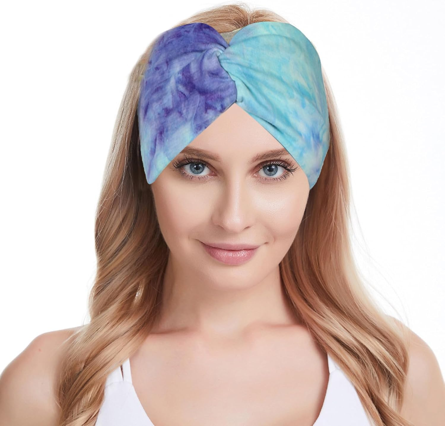 HTTDSLF Pack of 6 Hair Bands, 9 Cm Tie Dyeing Wide Hair Bands for Women and Girls, Elastic Hair Bands, Trendy Women'S Headbands, Soft Headbands, Headband Hair Band image number 5