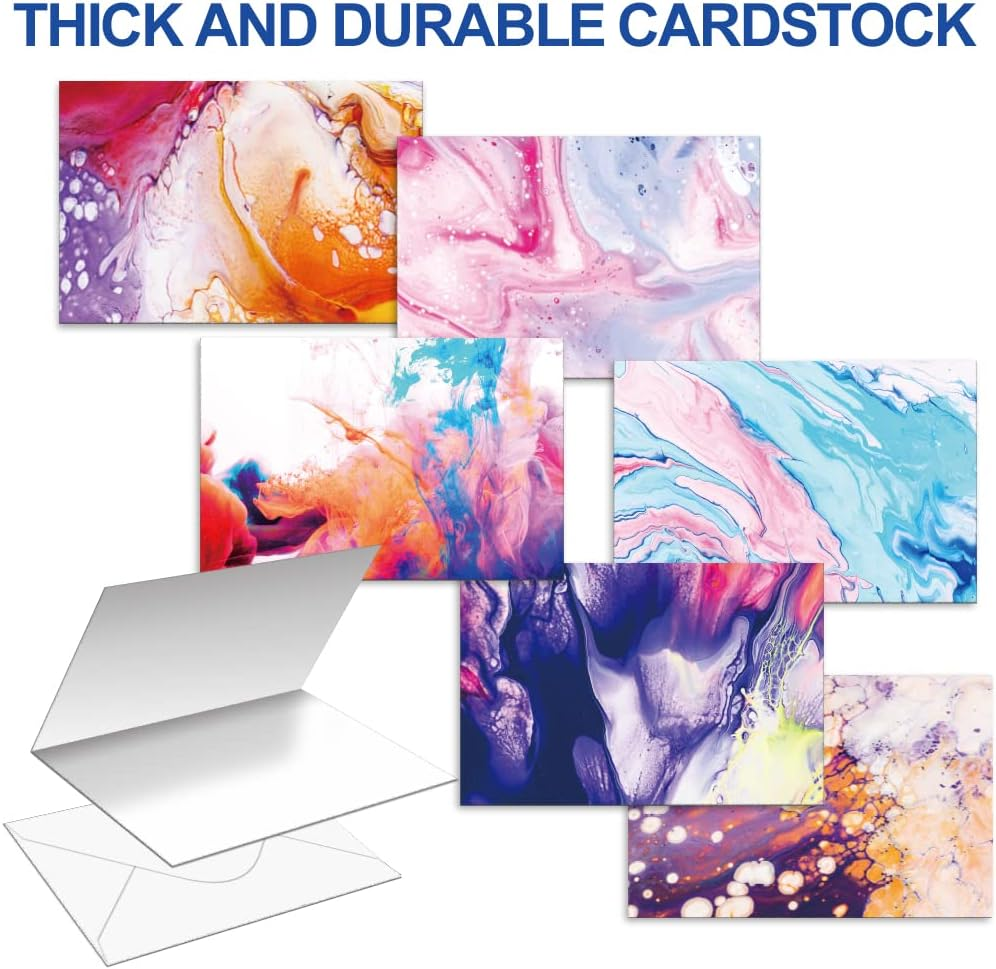 30 All Occasion Greeting Cards, Assorted Blank Note Cards, 6 Abstract Art Design, 4X6 Inches Blank Stationary Thank You Cards with Envelopes Set image number 2