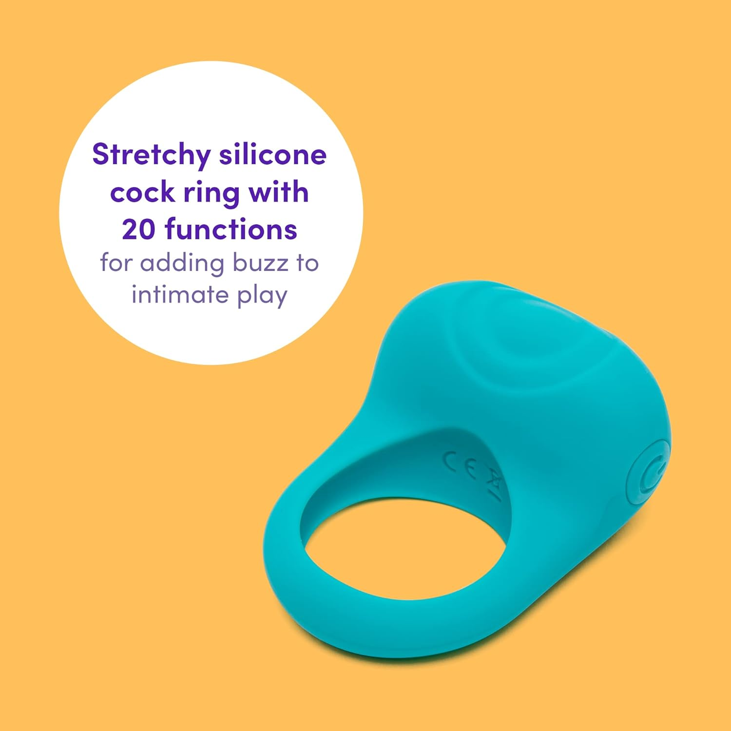 Lovehoney Ignite Vibrating Cock Ring - Stretchy Silicone Beginner Friendly 20 Function Penis Ring for Couples Sex - Rechargeable - Waterproof - Turquoise image number 2