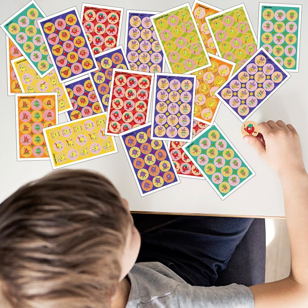 YSHIGUING 36 Sheets Smelly Stickers, Scratch and Sniff Stickers 9 Different Scents Stickers Reward Stickers for Kids Teachers Parents Motivational Water Christmas Birthday Party Favors Decorations image number 3