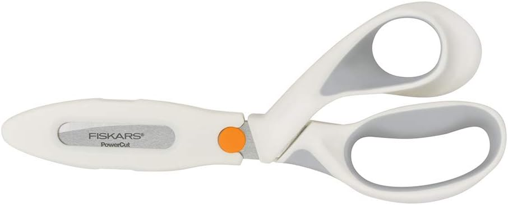 Fiskars Softgrip Powercut Fabric and Mixed Media Scissors - 8" Heavy Duty Scissors for Fabric, Cardboard, Cork, Decorative Metal and Foam Cutting with Serrated Blade Edge - White image number 2