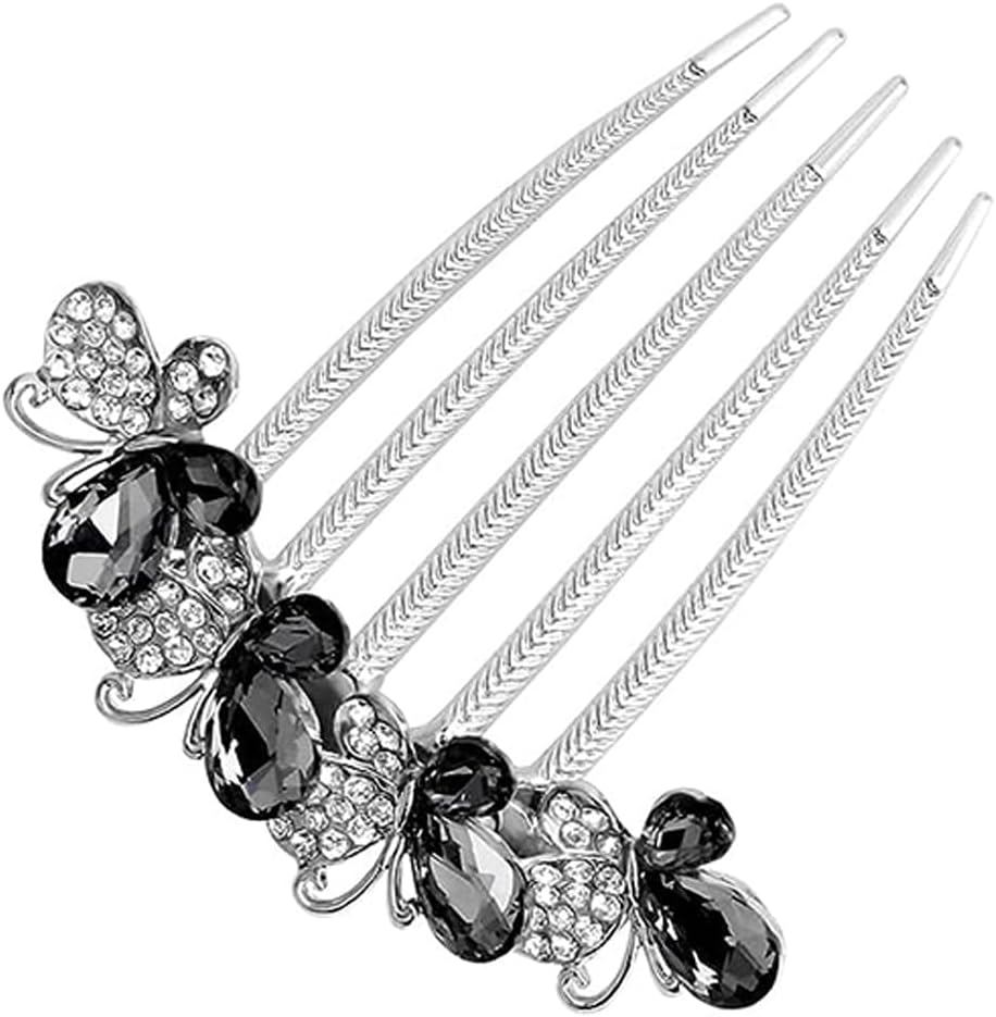 LYQNIHOB Hair Combs Pack of 1 with Rhinestones, Butterflies and Flowers - Accessories for Women and Girls, Ideal Gifts for Bridal Hairstyle, Elegant Hair Side Combs with Sparkling Details image number 5