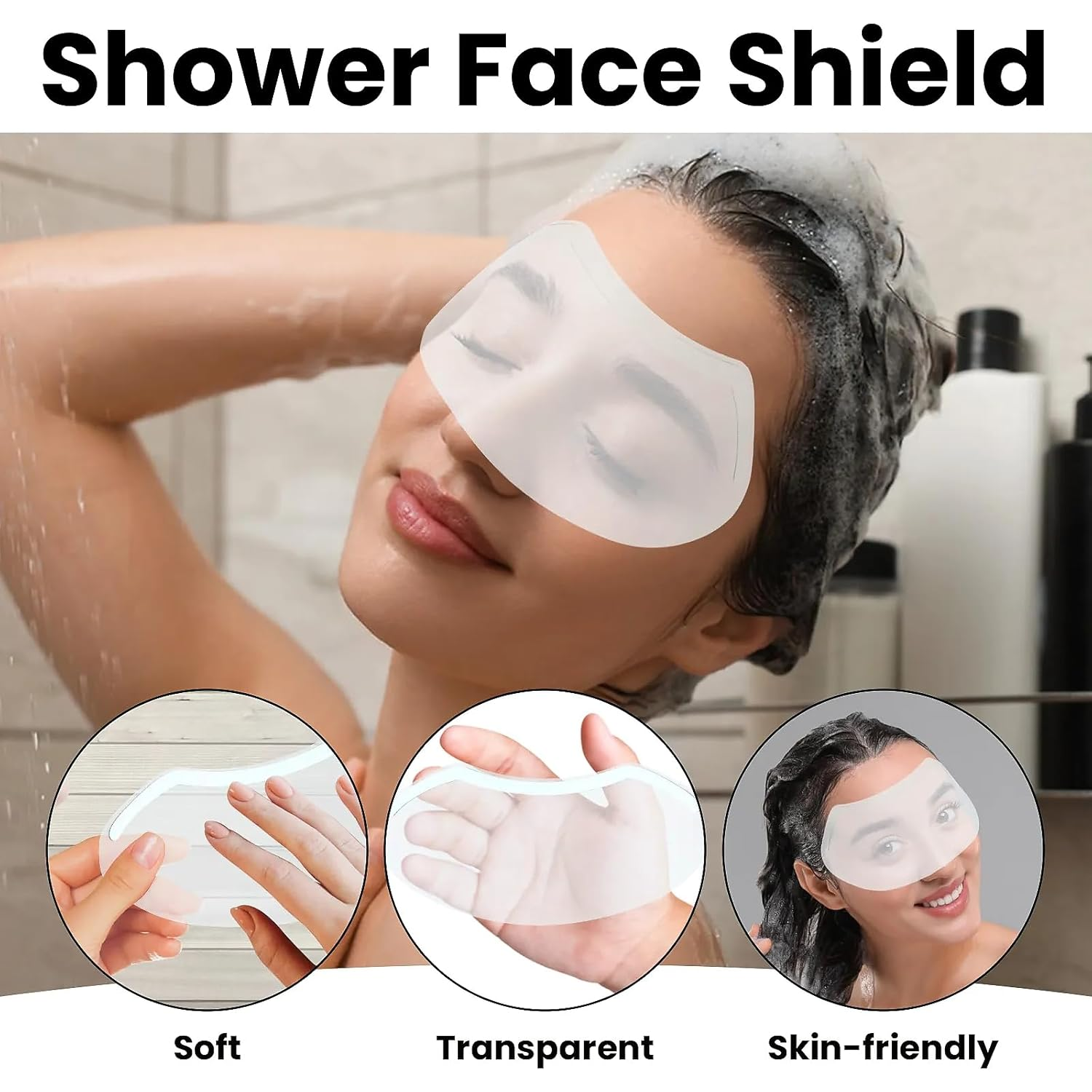50 PCS Eye Shield after Cataract Surgery Disposable Clear Plastic Eye Shield for Showering Haircut Hairspray Plastic Face Visors for Microblading Shower Visor for Adults Mascara Shield