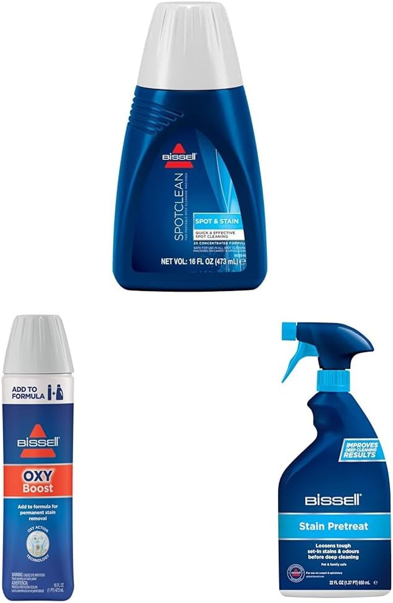 Bissell 3-In-1 Pretreat, 2X Spot & Stain Formula, Oxy Boost Bundle for Deep Cleaning