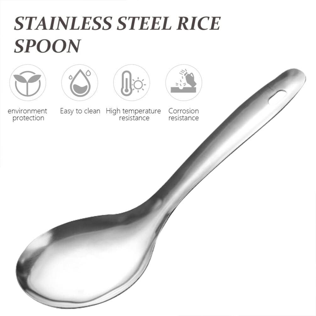 Luxshiny Stainless Steel Rice Spoon Non-Stick Serving Spoon Lightweight Cooking Utensil with Ergonomic Handle for Home Kitchen and Outdoor Picnic 8.66In image number 5