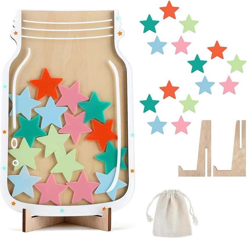 Smiley Face Stars Reward Jar,25Pcs Smiley Face Class Incentive Jar Bulletin Board Training Reward Jar,Smiley Face Reward Jar Positive Behavior Jar,Smiley Face Positive Behavior Reward Behavior Jar