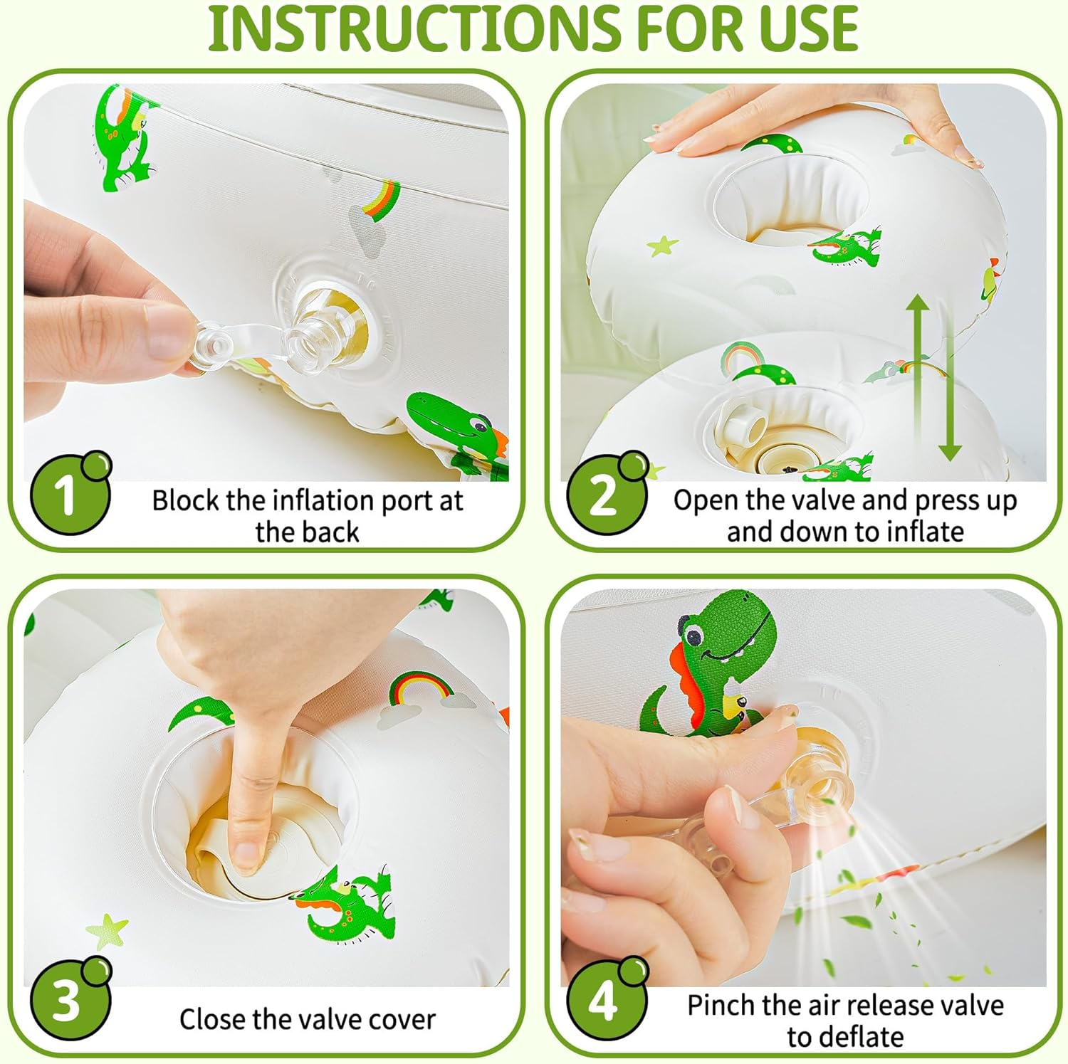 Inflatable Baby Seat Portable Baby Chair Comfortable Inflated Baby Sofa for Babies 3 Months & up Foldable Blow up Baby Seat for Learning to Sit Built in Air Pump Infant Back Support image number 5