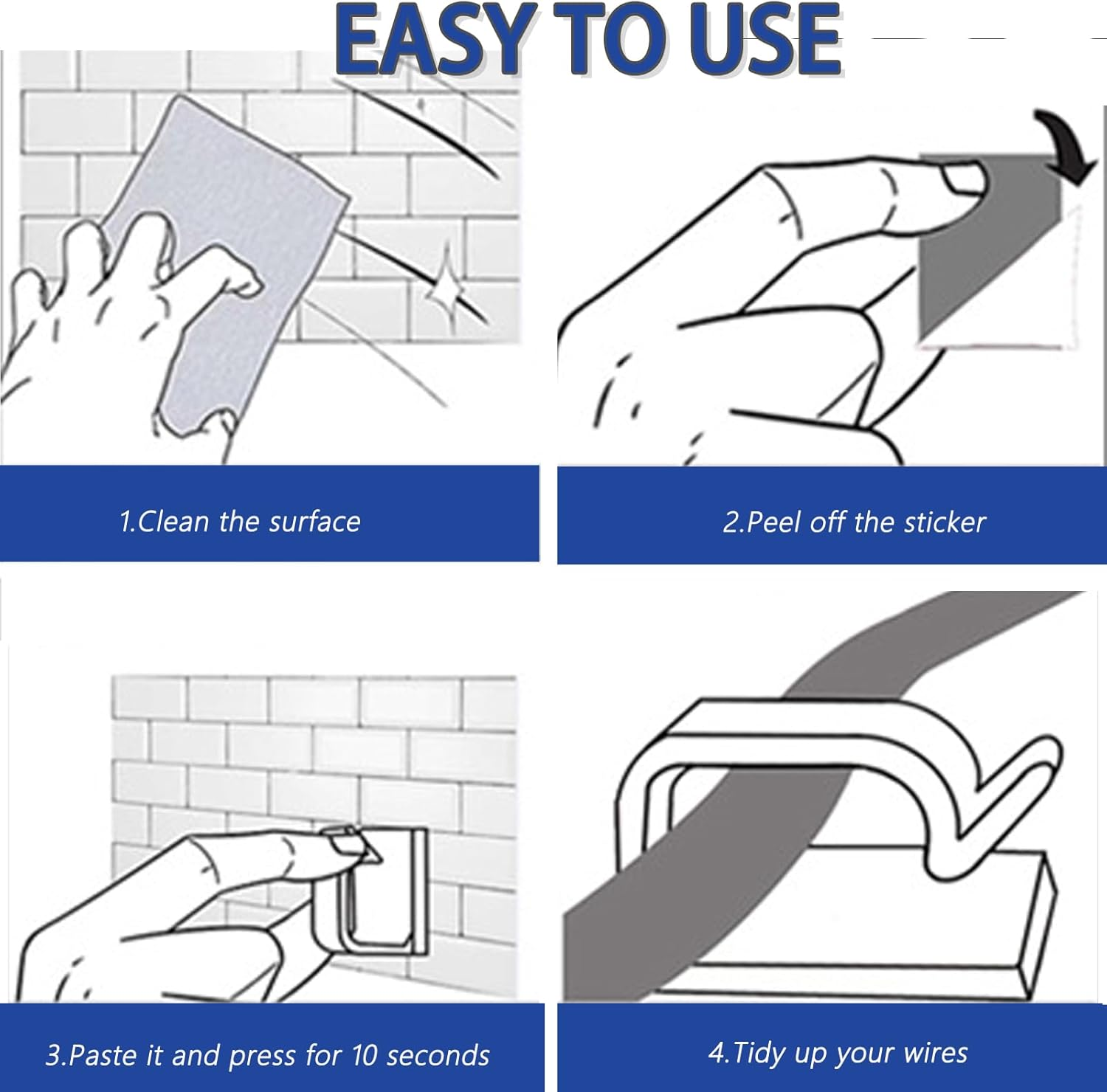 Wzenclave 100 Pcs Small Transparent Adhesives 14 * 14 * 8Mm White Cable Clamps for Cars Offices and Homes Adhesive Cable Clamps for Cable Management image number 4