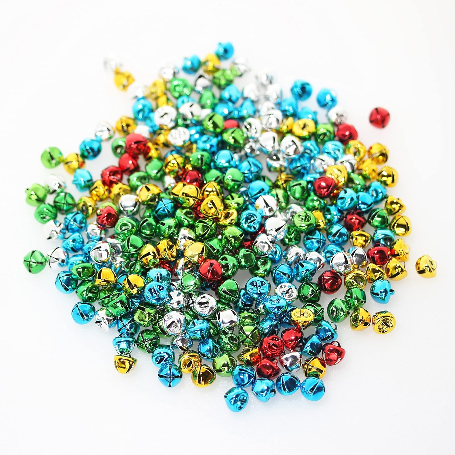 300PCS Jingle Bells with Storage Box, Small Bell Mini Bells, Craft Bells, DIY Bells for Wreath, Christmas, Holiday Home Party & Festival Decorations and Jewelry Making, 10 Mm, 5 Colors image number 6