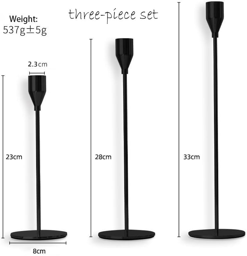 Black Candle Holders Set of 6 - Tall Taper Candlesticks for 3/4 Inch Pillar Candles - Modern Metal Candle Stands - Elegant Dining Table Centerpieces for Wedding, Party, Home Decor image number 2