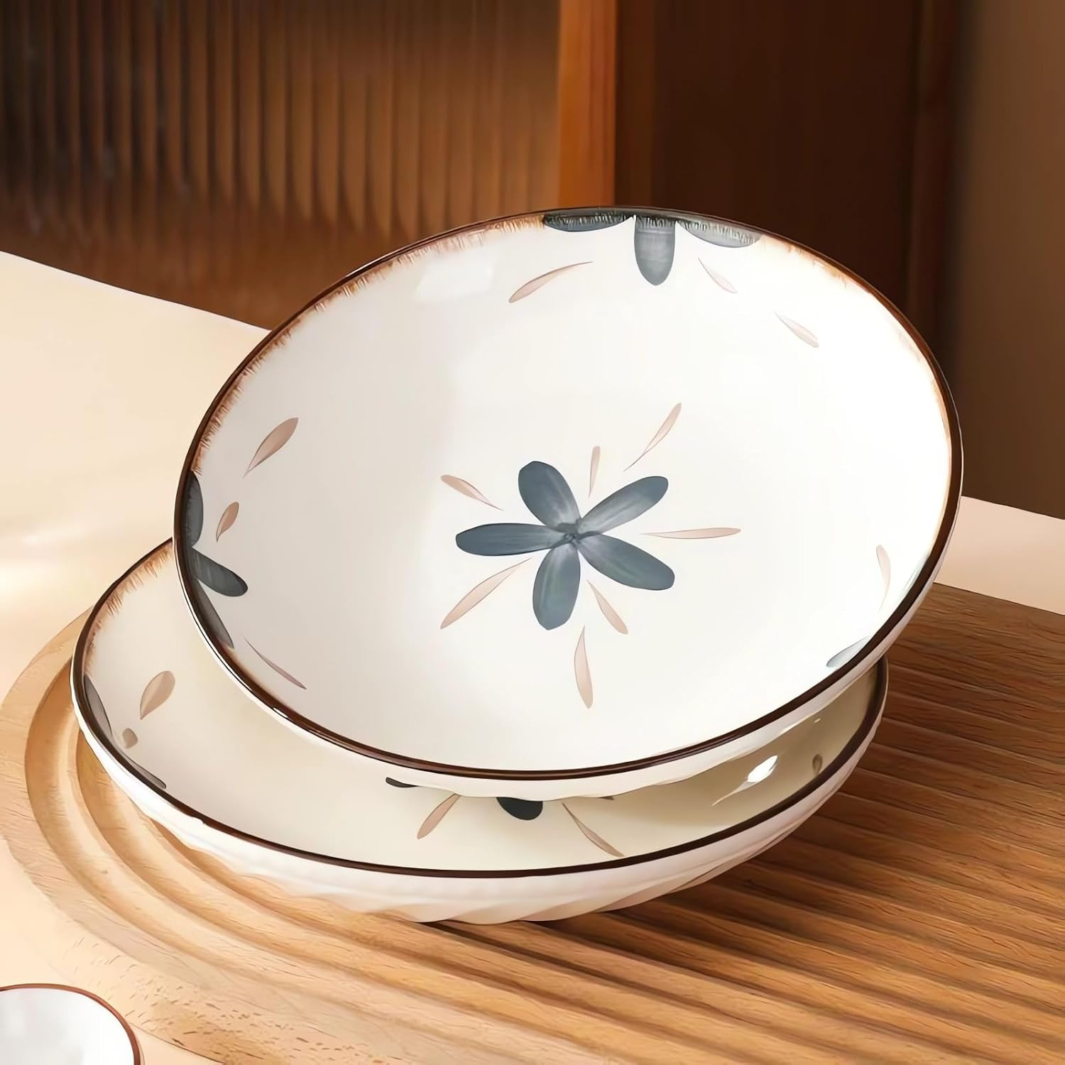 Set of 4 Ceramic Dinner Plates, 8 Inch Ceramic round Plates Kitchen and Home Gathering Ceramic Plate C10 (J Set of 4, 8 Inches)