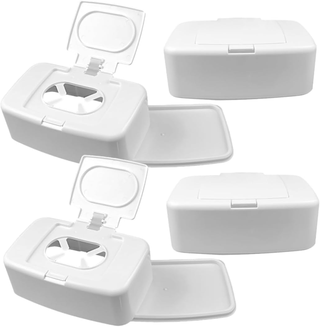 Generic 4Pcs Storage Box Dispenser Washable Car Cleaning Controller Portable Constant USB Heater Wipes Container Refillable Thermostat Reusable Wipes Holder Pp White image number 1