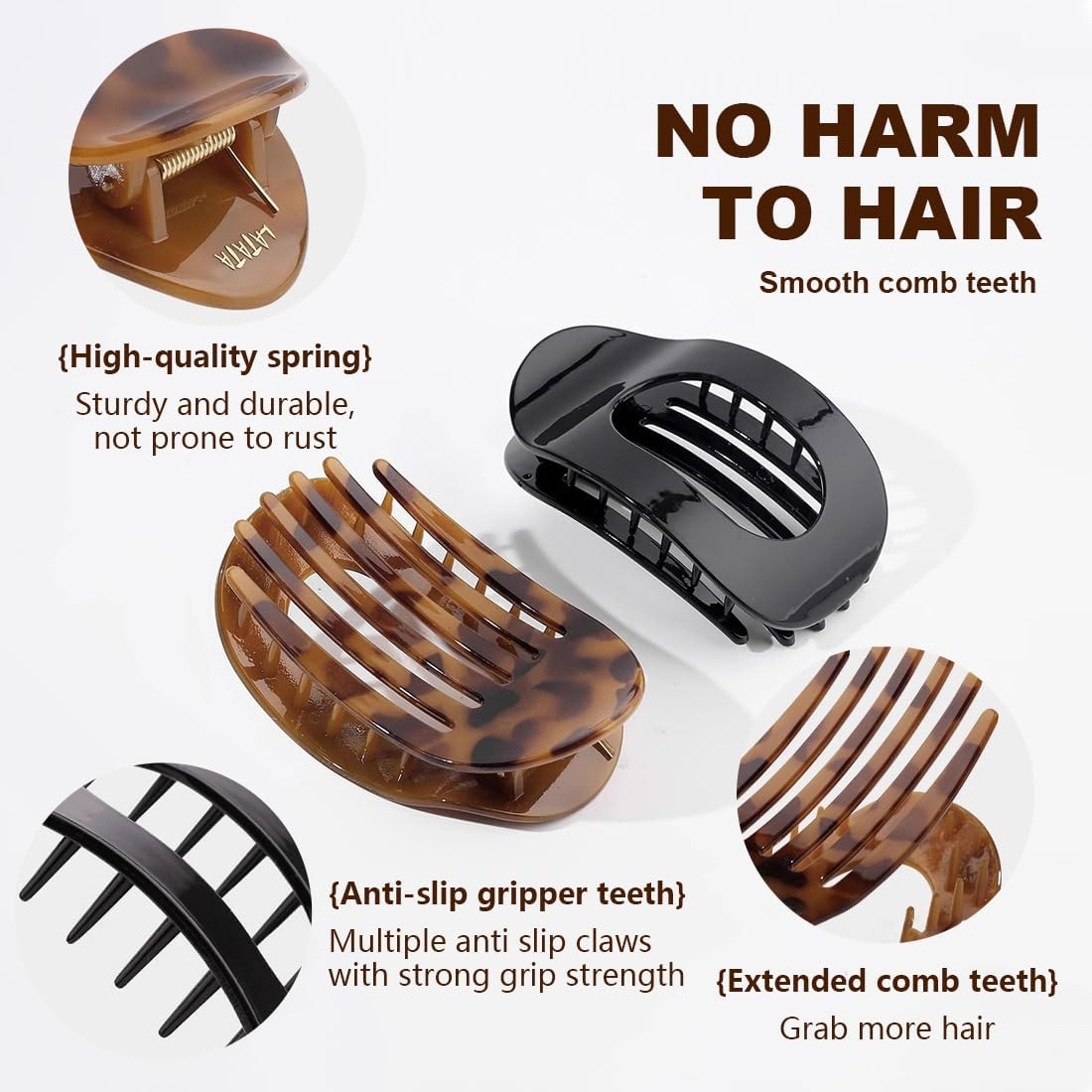 IKOPFLN Pack of 4 Hair Clips for Women, Hair Clips Women, French Hair Clips, Women, Flat Secure Hold Inner Teeth Hair Claws, Gift Hair Accessories for Women