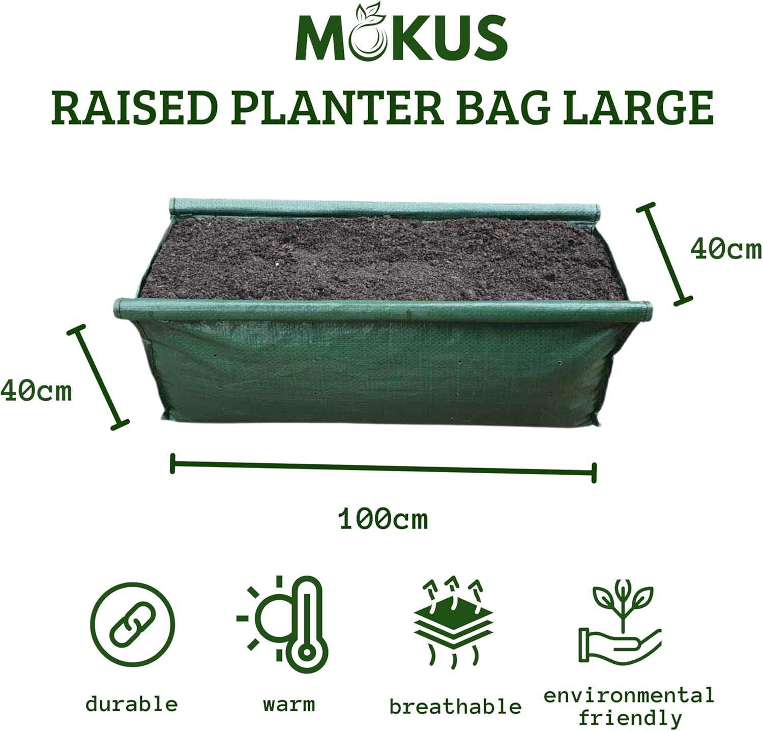 MOKUS Raised Planter Bag Large, Heavy Duty Planter Bag, Rectangle Plant Grow Bag, Suitable for Indoor and Outdoor Growing image number 2