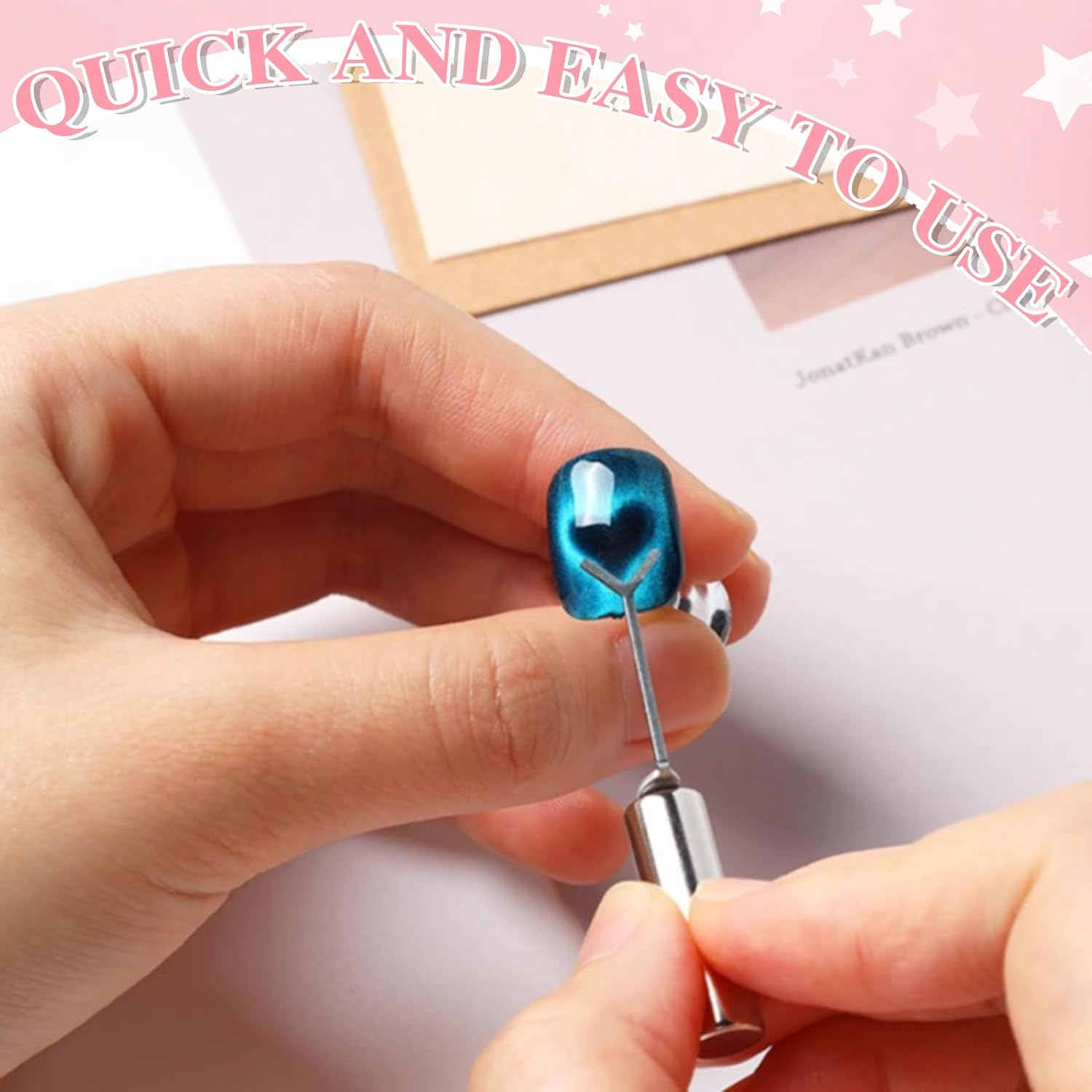 Y-Shaped Cat Eye Magnet for Heart Nail Design, Professional 2-In-1 Set with Metal Guide Plate, Compatible with All Magnetic Nail Polishes, Salon Quality for DIY Manicure at Home (*1) image number 1