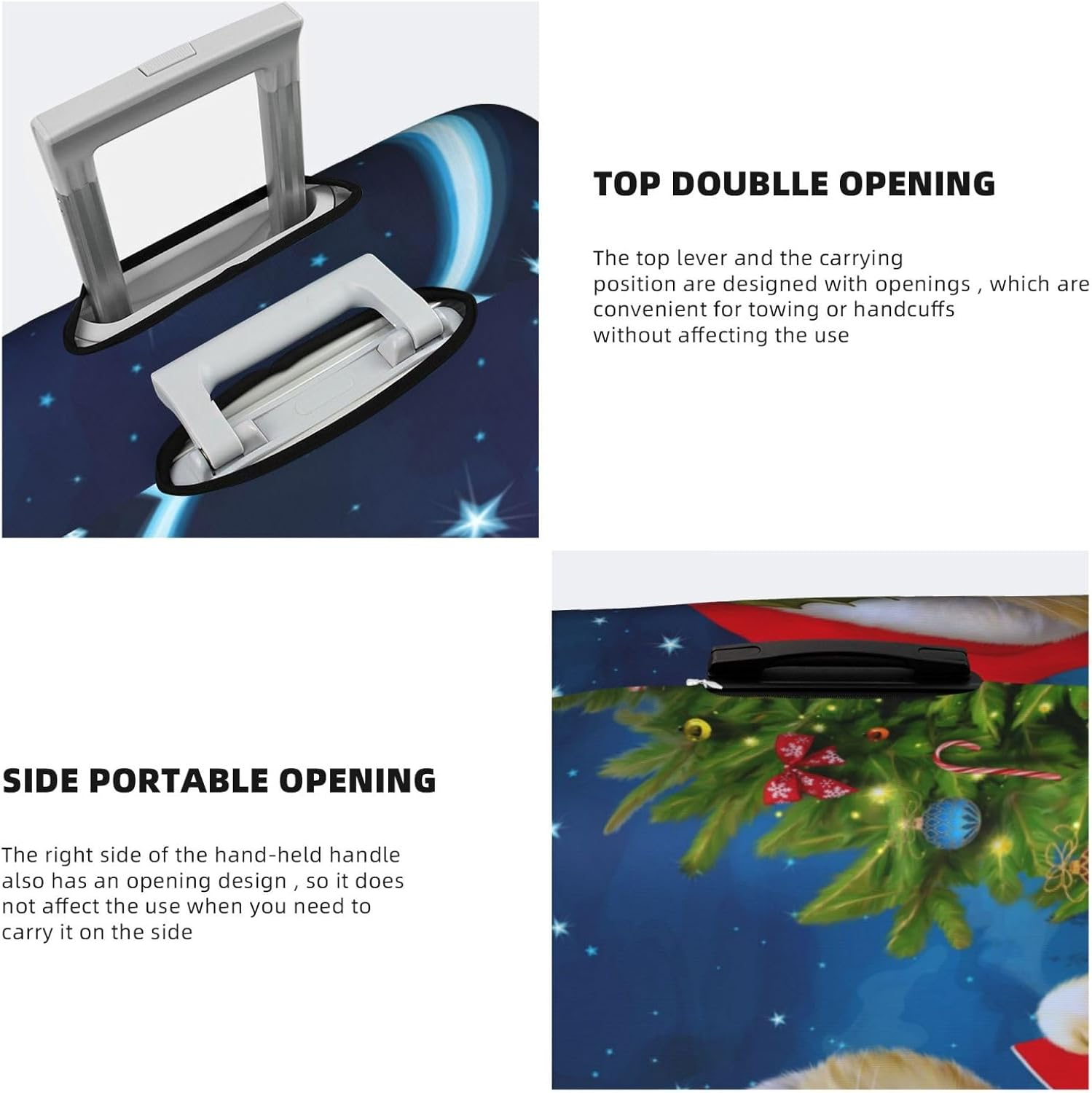 Obabo Serene Coastal Travel Luggage Cover,Washable Suitcase Cover Protector Anti-Scratch Suitcase Cover Fits 18-32 In, Cute Cat Sing Christmas Carols, S