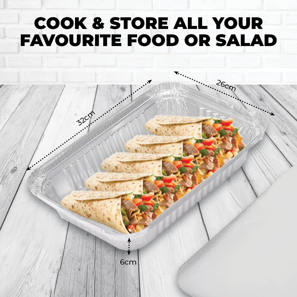 Home Master Foil Tray with Lids, Large, 32 Cm X 26 Cm X 6 Cm Size (Pack of 5) image number 4