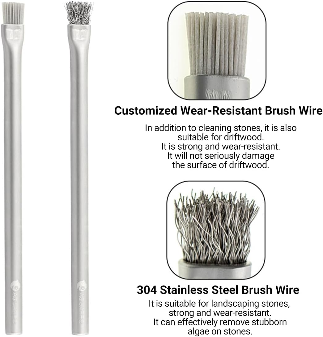 AIMALL Landscape Stone Cleaning Brush &ndash; Dual-Sided Algae Brush for Water and Grass, Style Cleaning Tool for Stones and Wood, Stainless Steel image number 1
