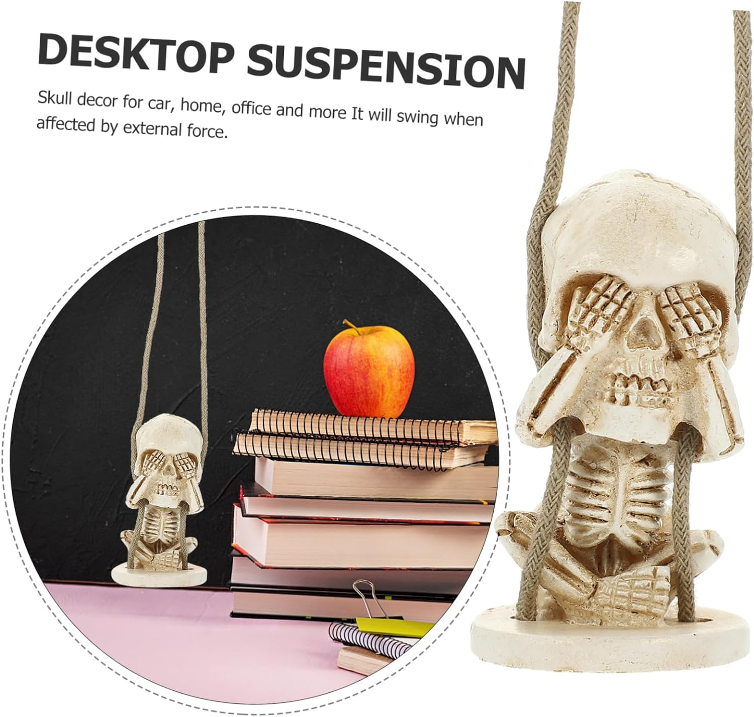 MERRYHAPY Rear View Mirror Skull Pendant Car Decor Accessory Resin Skull Ornament for Halloween Party image number 3