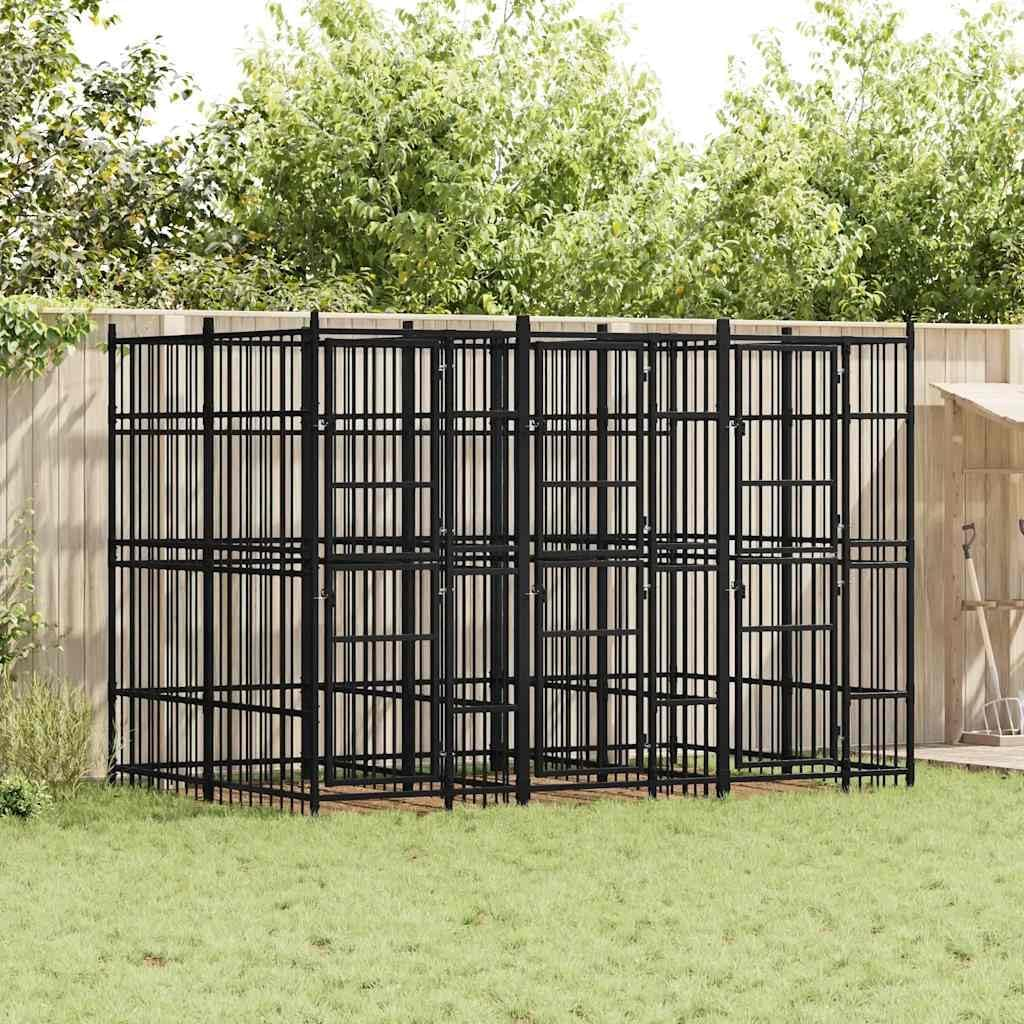 Outdoor Dog Kennel Steel 5.53 M&sup2; Large Pet Enclosure Safe Durable Weatherproof image number 1