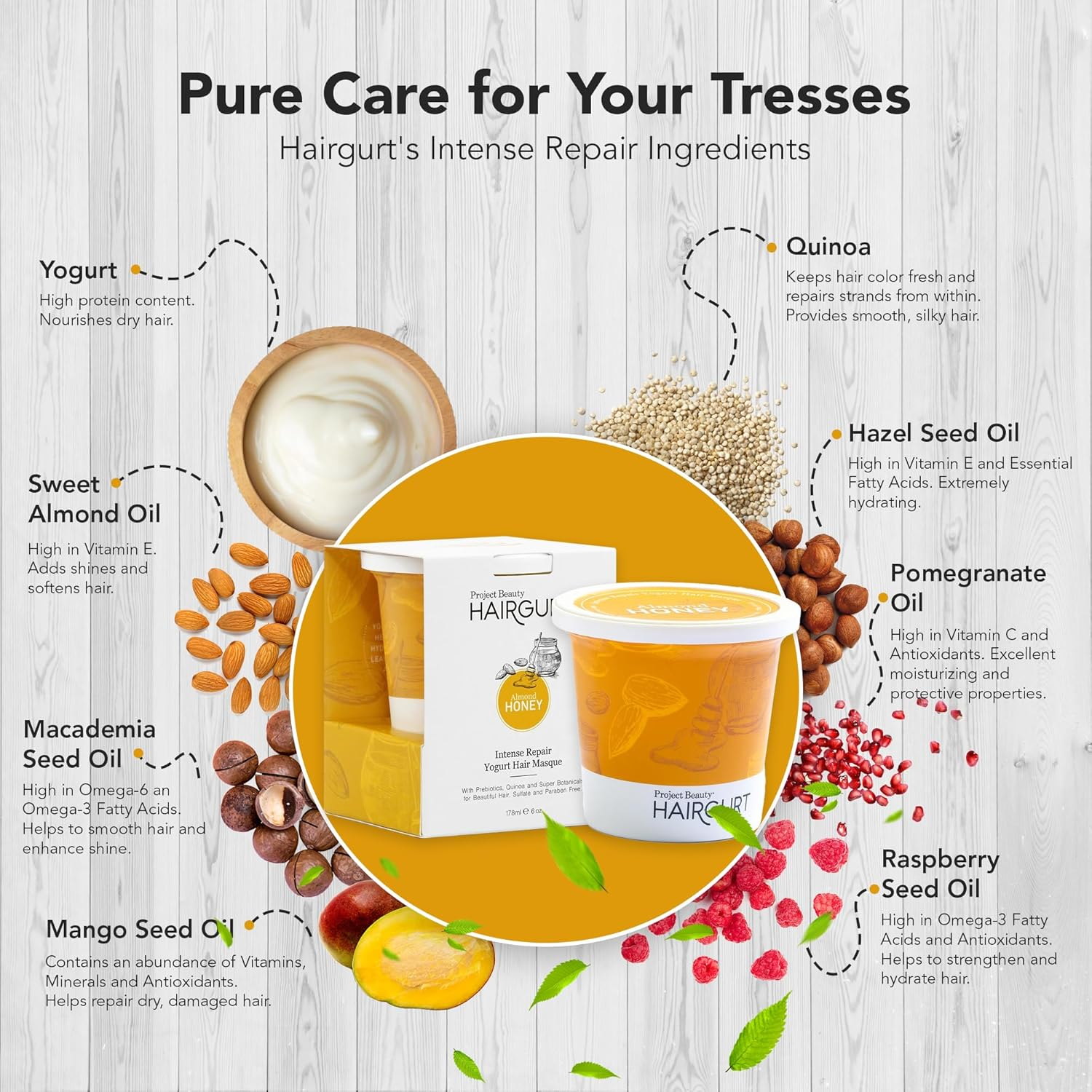 Hairgurt - Intense Repair Yogurt Hair Masque Almond Honey - 6 Fl. Oz.