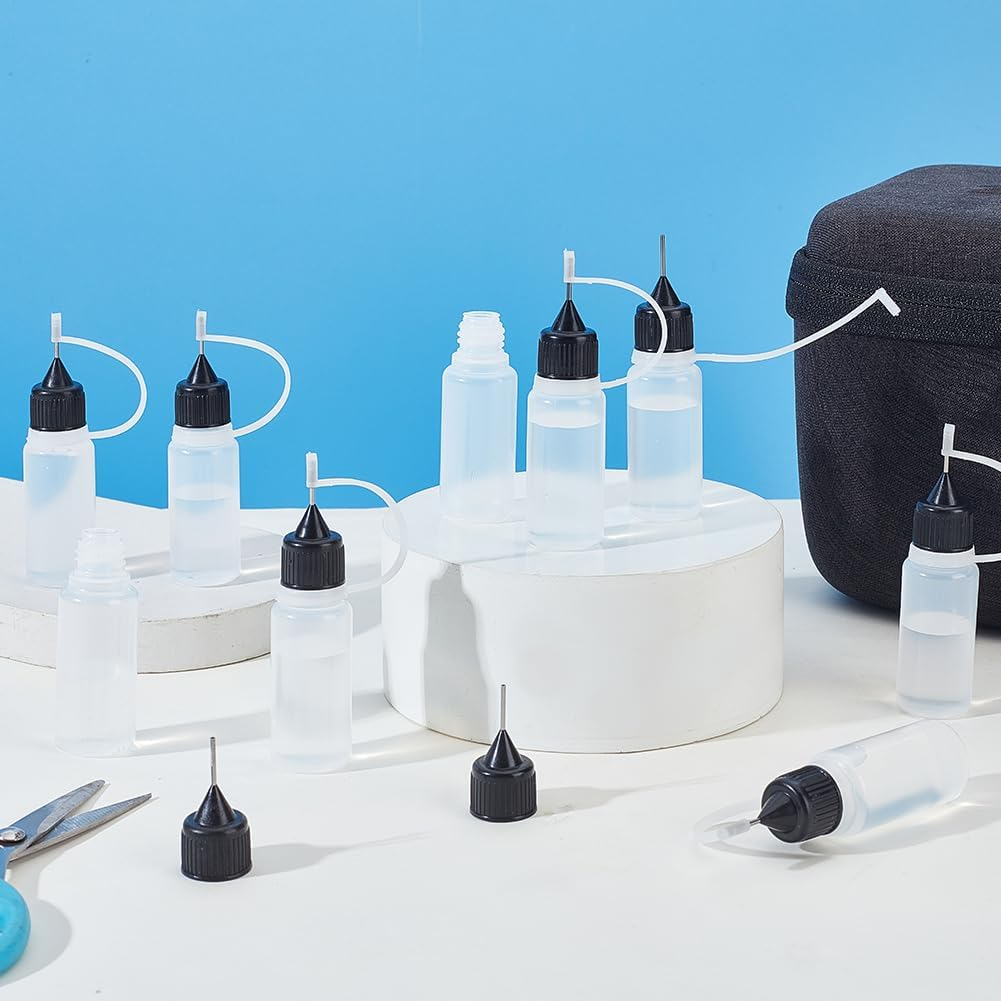 AHANDMAKER Pack of 100 Mini Needles Precision Tip Applicator 10 Ml/0. 34 Oz Glue Tips Applicator Bottles Needle Press Plastic Liquid Glue Bottle for DIY Quilling Craft image number 2