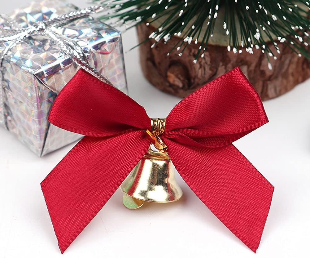 30Pcs Red Christmas Bow with Jingle Bells Mini Bowknot Ornament Craft Present Bow for Christmas Garland Tree, Crafts, Wrapping, Wreath Xmas Hanging Ornaments Decor image number 5