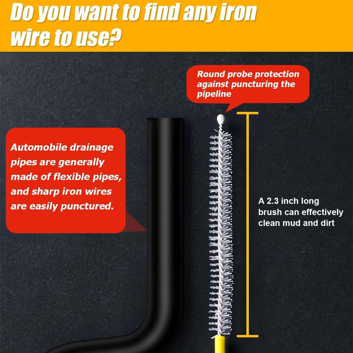 Sunroof Drain Cleaning Tool, Drain Brush Pipe Cleaning, Sunroof Unclogging Tool & Hole Cleaner, Compatible with Most Car Models, Ruibex