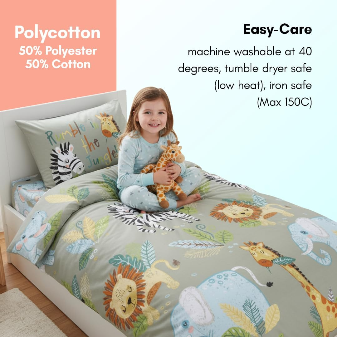 Rapport Home Rumble in the Jungle Kids Duvet Set (Single), Green image number 1