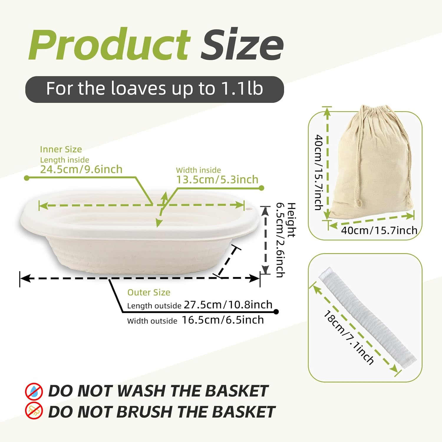 Pulp Bread Proofing Basket 11 Inch Oval Sourdough Banneton Bortform Bread Baking Supplies with Storage Bag 30Pcs Disposable Non-Woven Liners for Professional and Homemade Bread image number 6