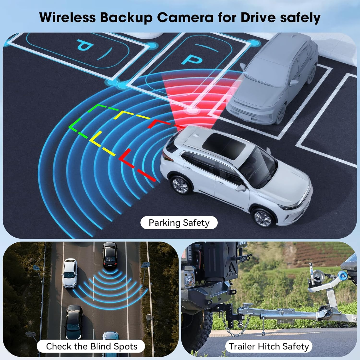 4 Magnetic Solar Wireless Backup Camera System: Easy Setup Trailer Camera Wireless with HD1080P 10.1" IPS Touchscreen 15,000Mah Rechargeable Camera for Truck,Tractor,Excavator,Caravan,Skid Steer