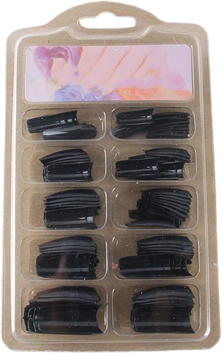 100 Pcs Black DIY Acrylic Gel French Nail Art Colored French Tips False Nail Tips False Nails Accessories image number 4