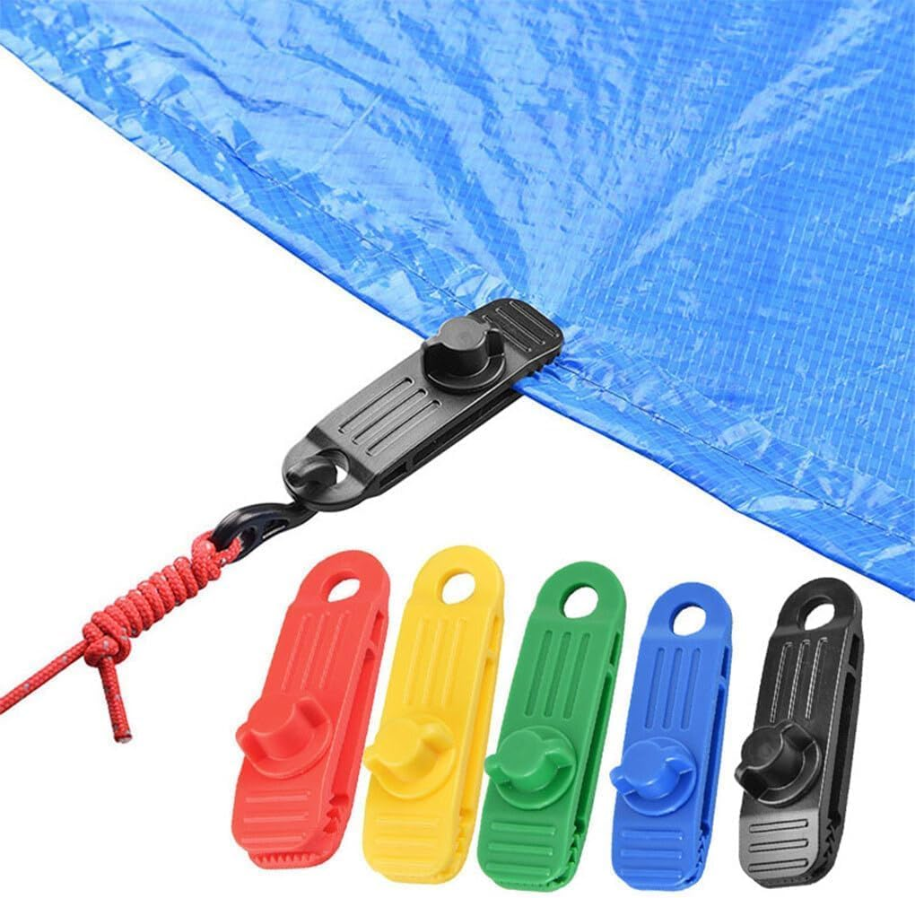 10 Pieces Camping Hiking Picnicking Tent Tarp Fasteners Windproof Awning Wind Rope Clip Fastening Clamps Outdoor Equipment image number 6