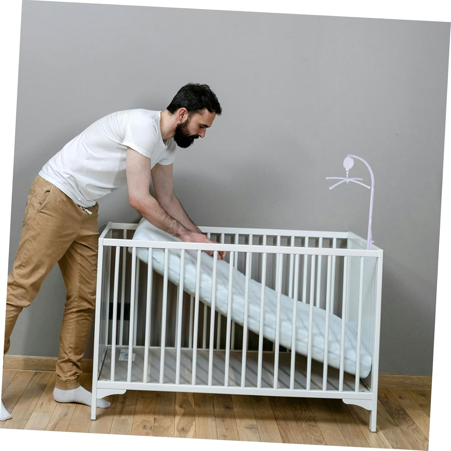 1Set Adjustable Height Mobile Arm Secure Clamp Crib Mobile Stand for Enhanced Sensory Development Tool Setup Compatible with Various Cribs Bed Bell Holder image number 1